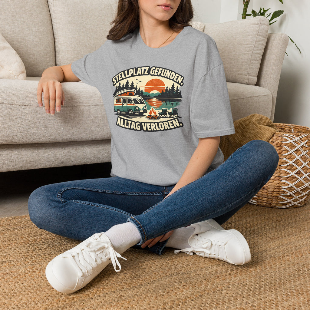 Stellplatz gefunden – Camping T-Shirt mit Wohnmobil-Motiv – Ansicht 18