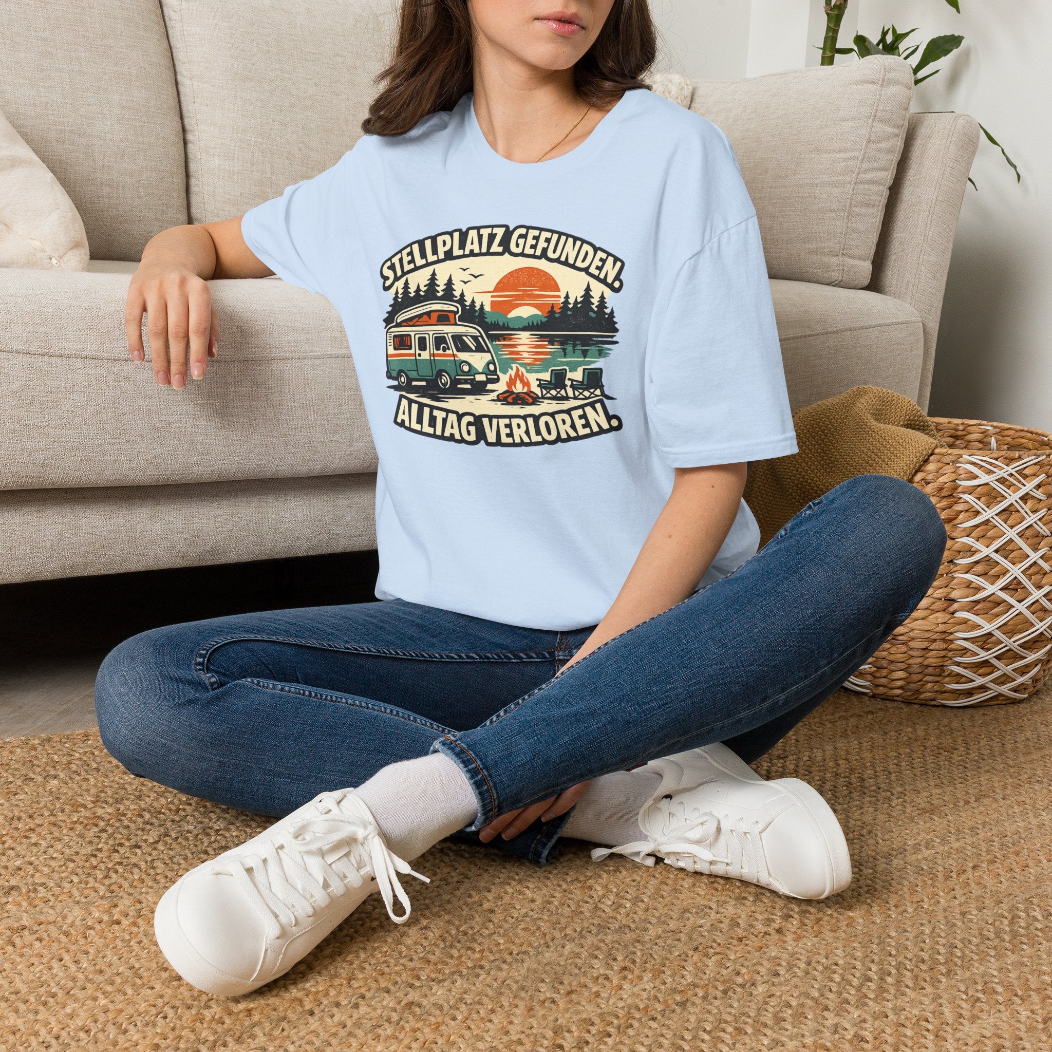 Stellplatz gefunden – Camping T-Shirt mit Wohnmobil-Motiv – Ansicht 23