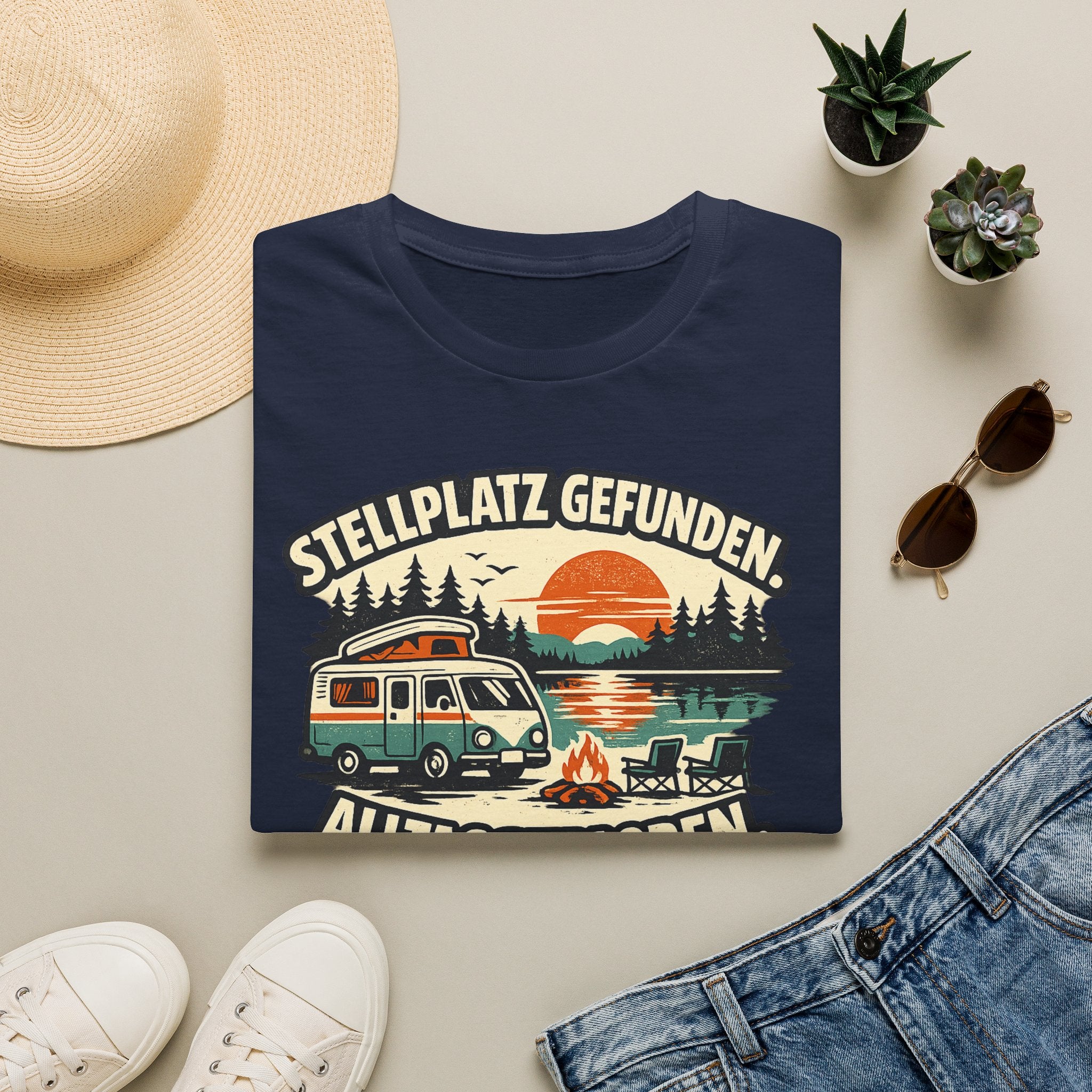 Stellplatz gefunden – Camping T-Shirt mit Wohnmobil-Motiv – Ansicht 12