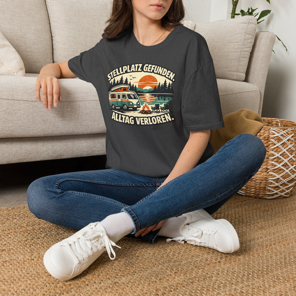 Stellplatz gefunden – Camping T-Shirt mit Wohnmobil-Motiv – Ansicht 22