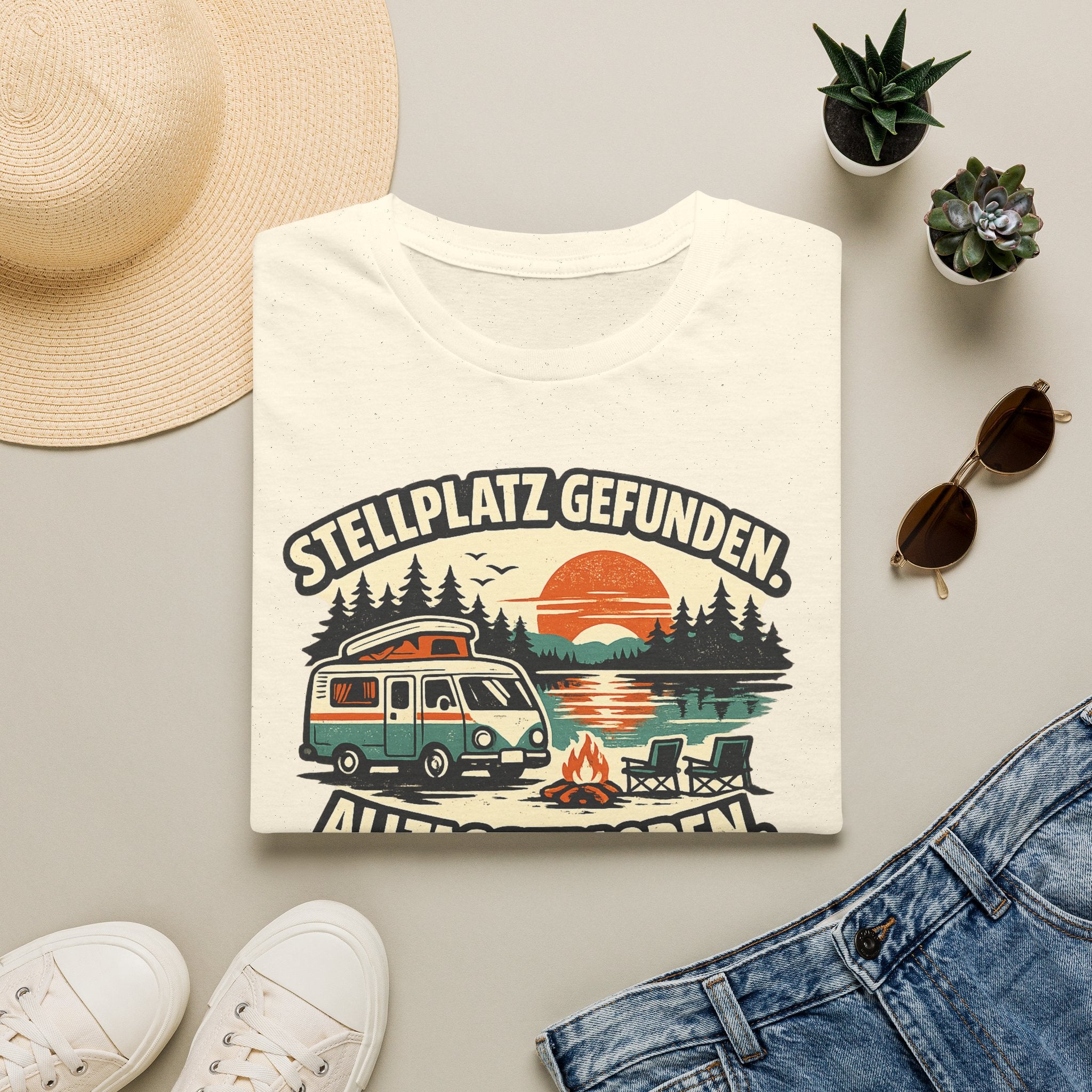 Stellplatz gefunden – Camping T-Shirt mit Wohnmobil-Motiv – Ansicht 6