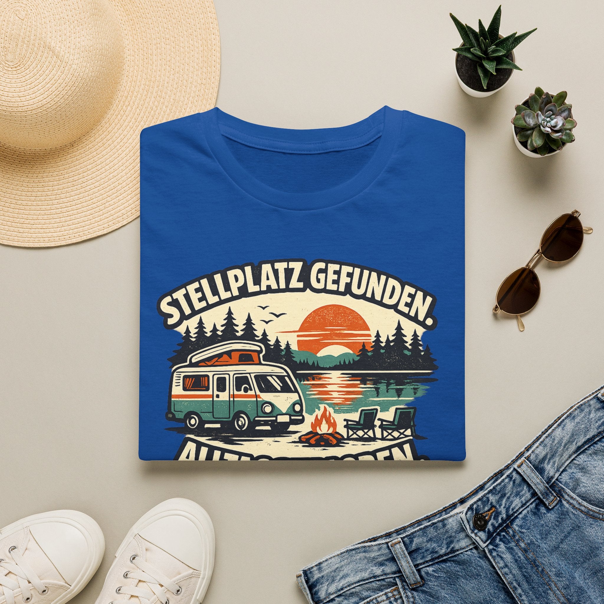 Stellplatz gefunden – Camping T-Shirt mit Wohnmobil-Motiv – Ansicht 11