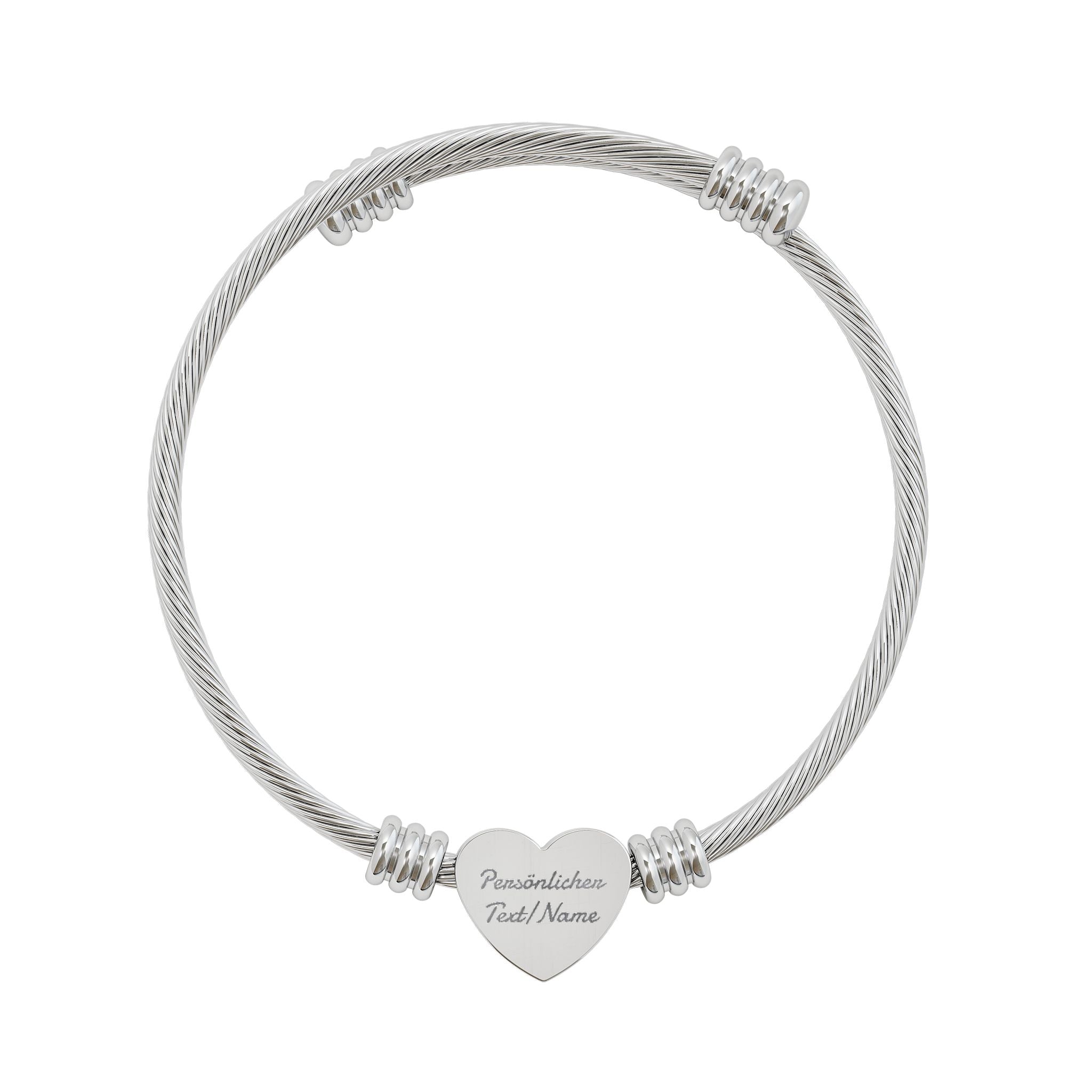 Heart Cuff Bracelet mit Gravur – Ansicht 2